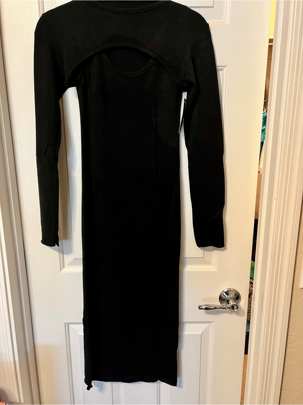 Black Long Sleeve 2 piece  Bodycon Midi Dress - Classic Women's Dress